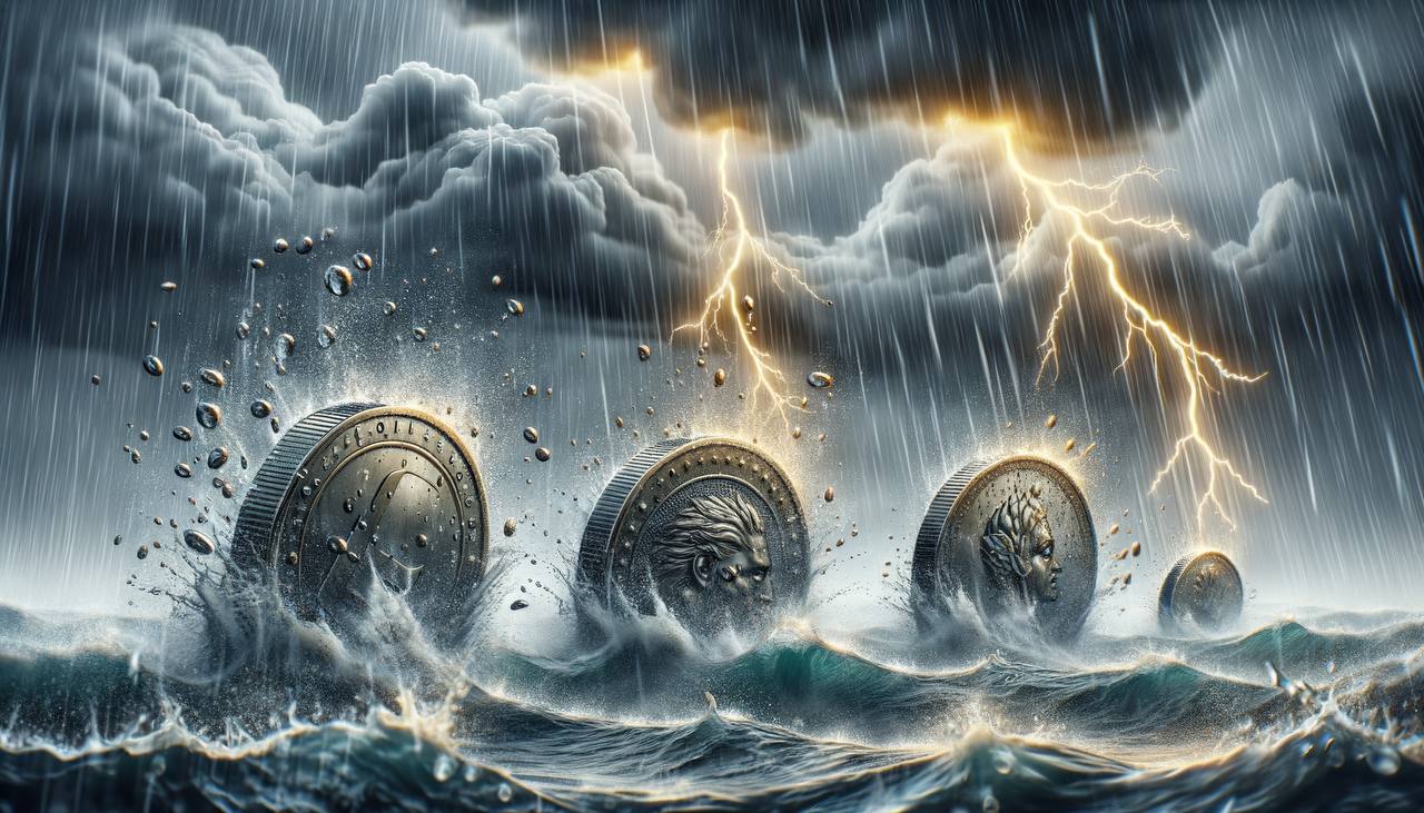 Three coins blazing through the storm