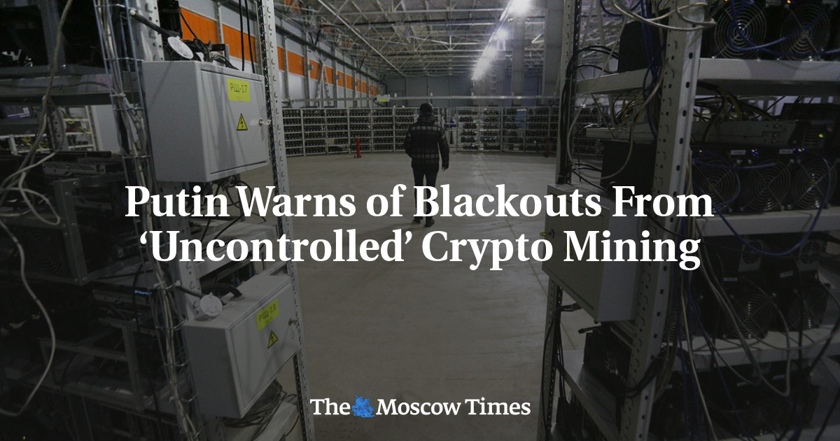 Putin warns of blackouts caused by 'uncontrolled' cryptocurrency mining